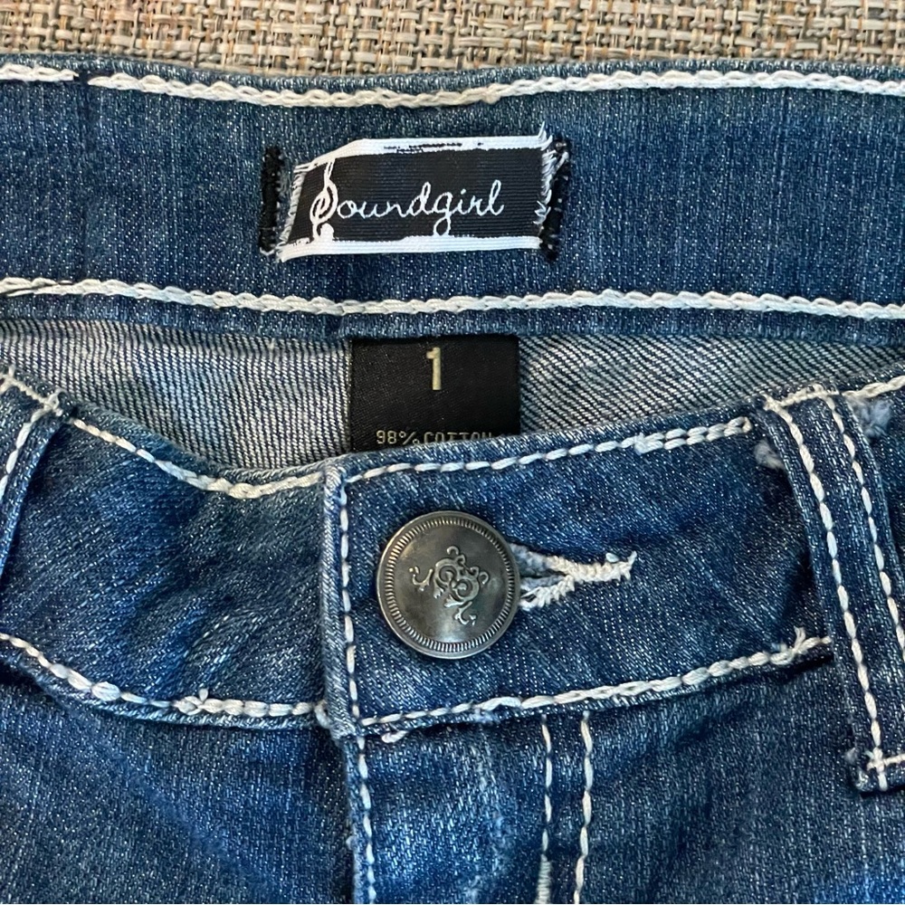 Soundgirl Distressed Jean Short Shorts - Picture 2 of 7